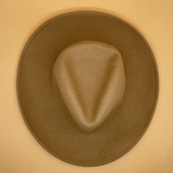 100% Wool Felt Wide Brim Hat Beige Camel Women’s One Size Boho Universal Thread - Picture 5 of 13